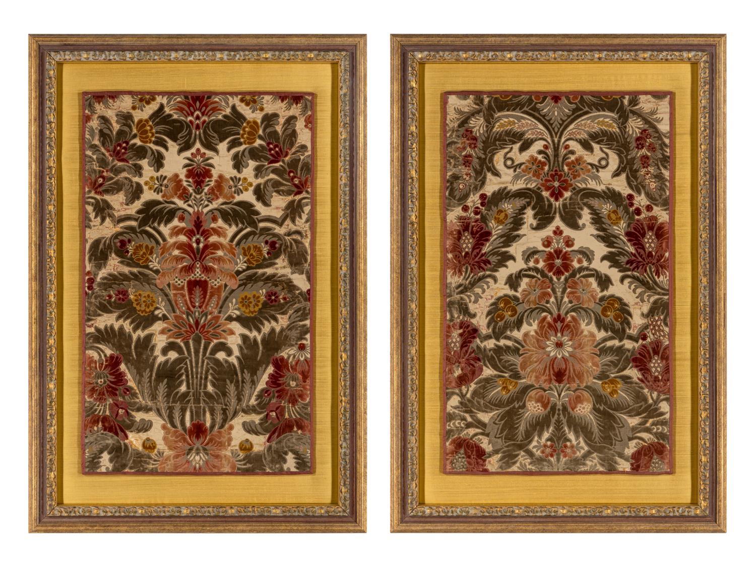 A Pair of Italian Silk Velvet Panels