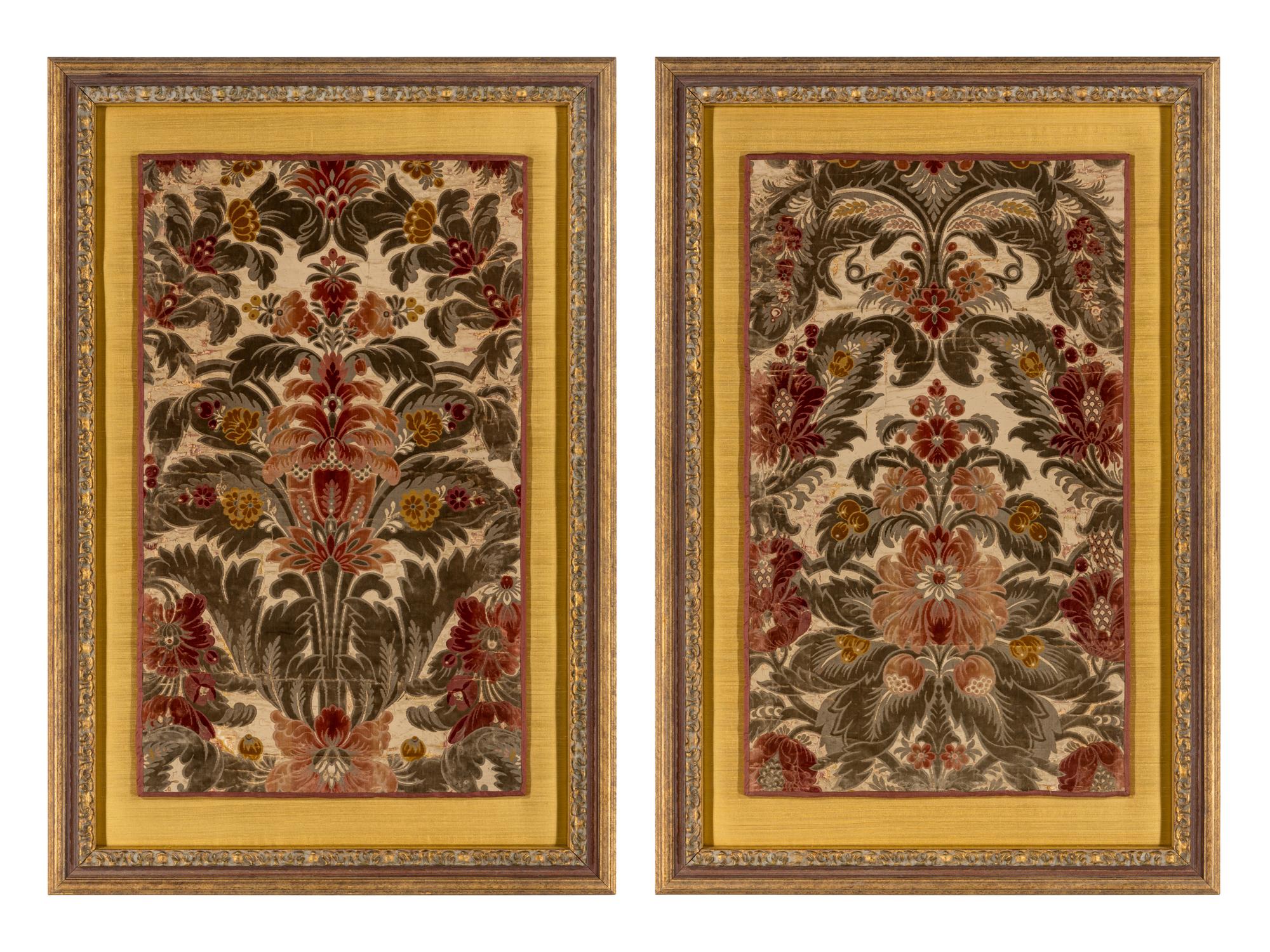 A Pair of Italian Silk Velvet Panels