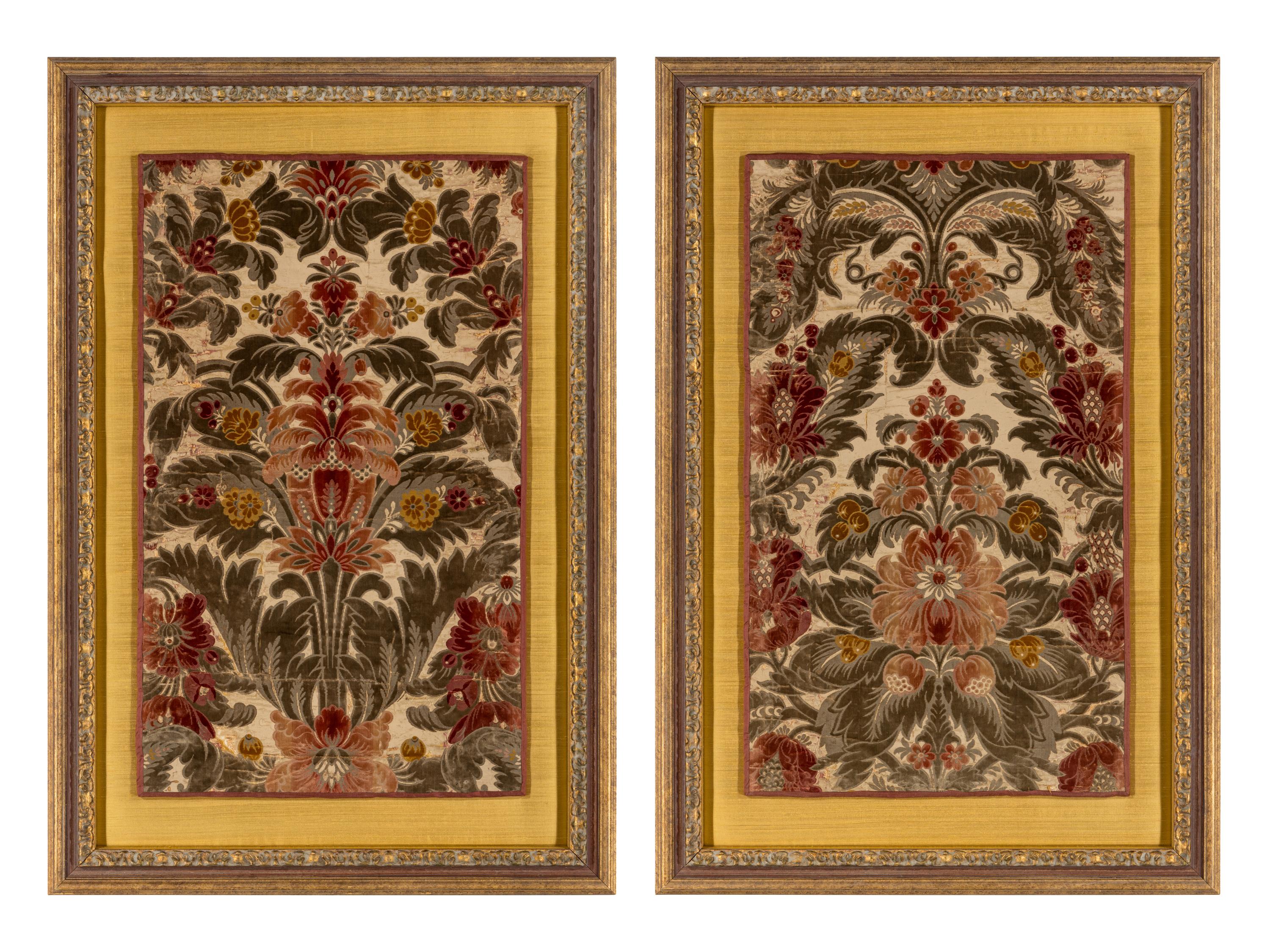 A Pair of Italian Silk Velvet Panels