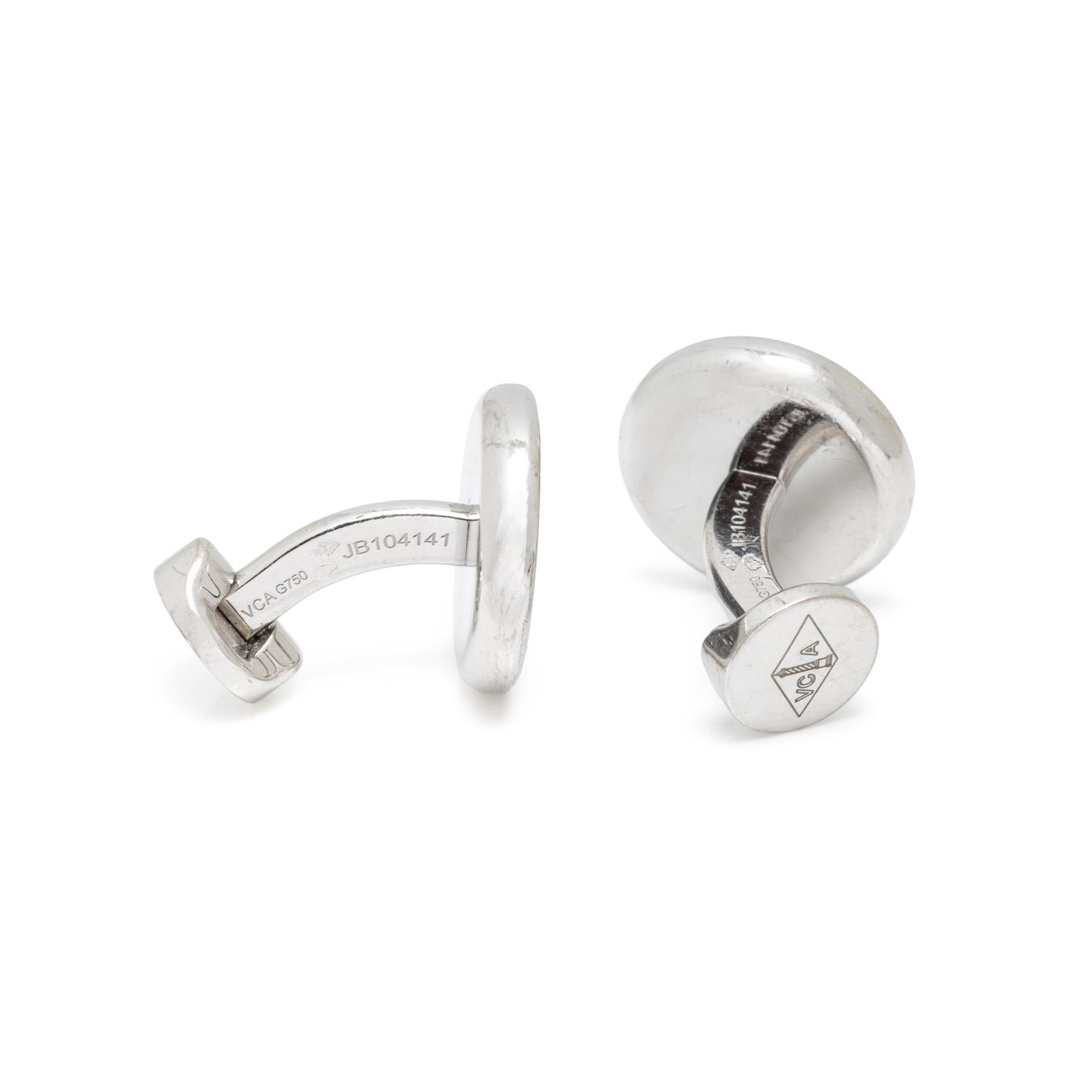 VAN CLEEF & ARPELS, WHITE GOLD 'MIDNIGHT IN PARIS' CUFFLINKS