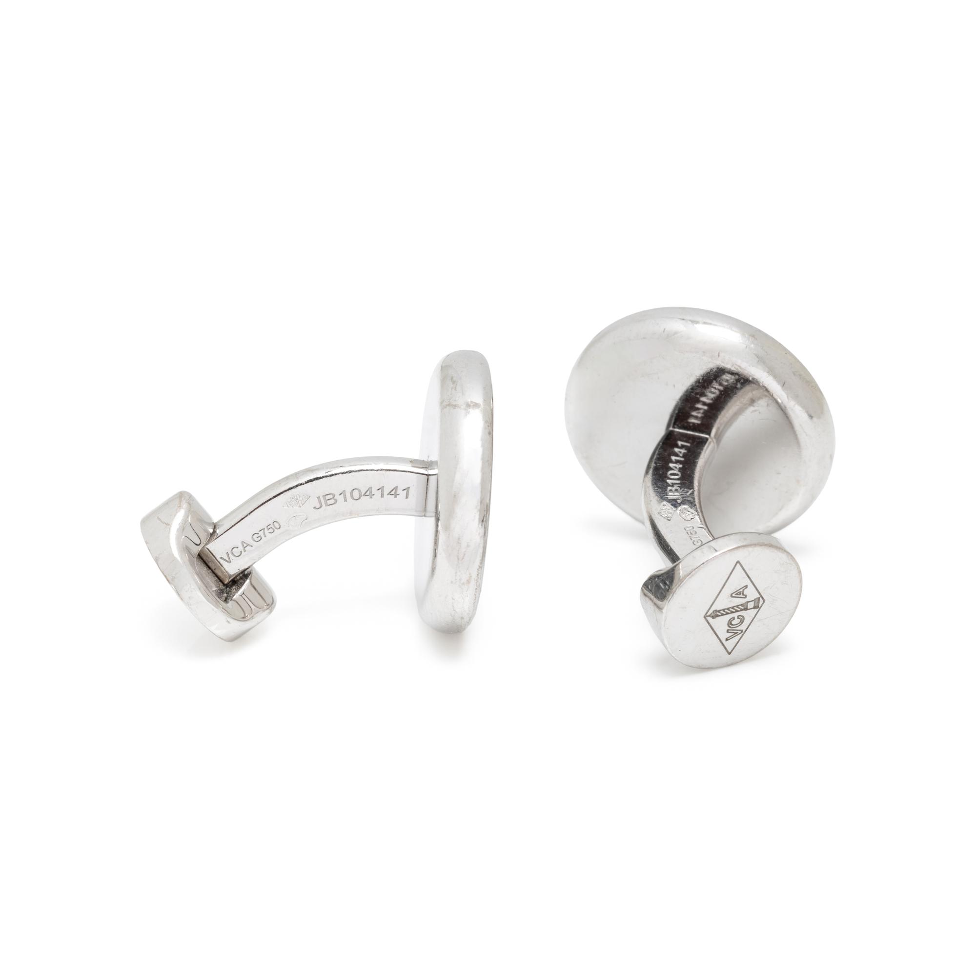 VAN CLEEF & ARPELS, WHITE GOLD 'MIDNIGHT IN PARIS' CUFFLINKS