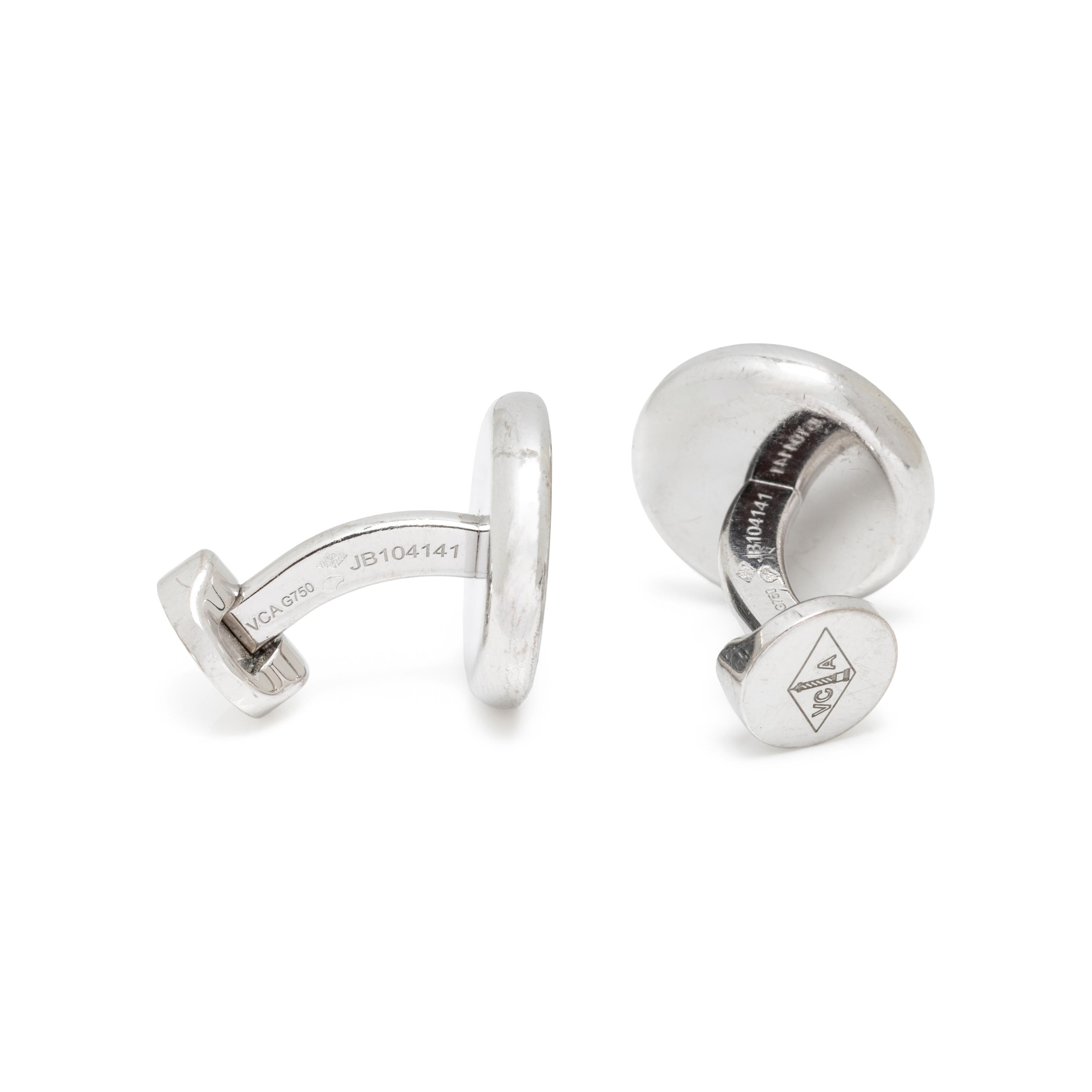 VAN CLEEF & ARPELS, WHITE GOLD 'MIDNIGHT IN PARIS' CUFFLINKS