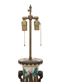 A Pair of Chinese Glazed Ceramic Vases Mounted as Lamps