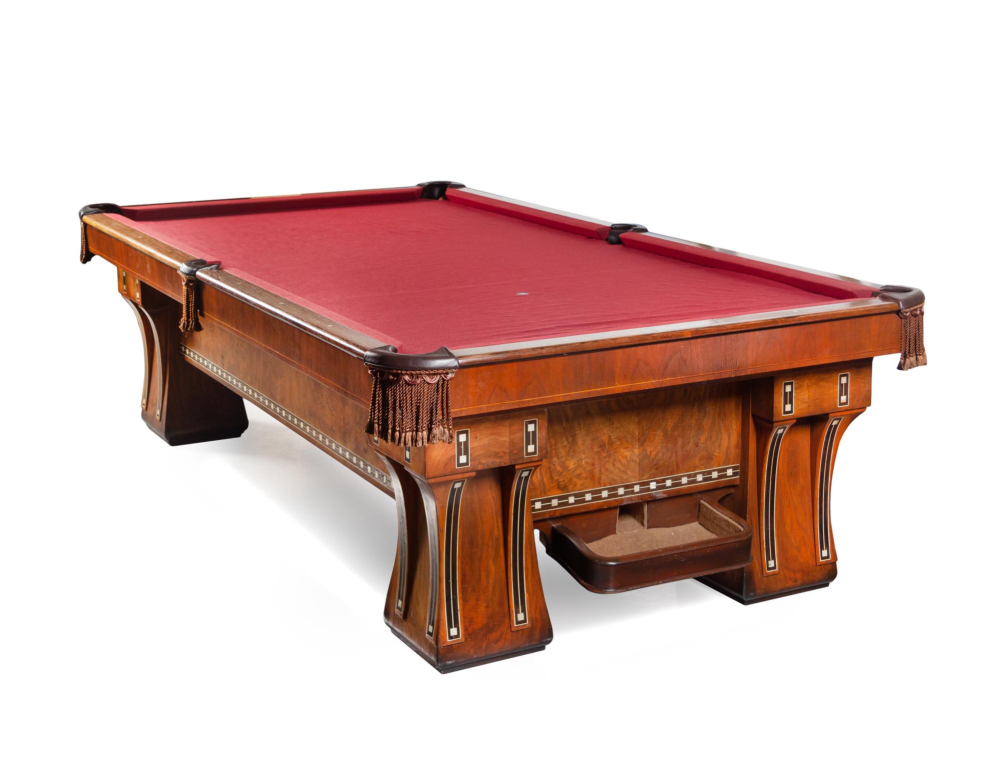A Brunswick-Balke-Collender Co. 'Hudson' Art Deco Walnut Billiard Table