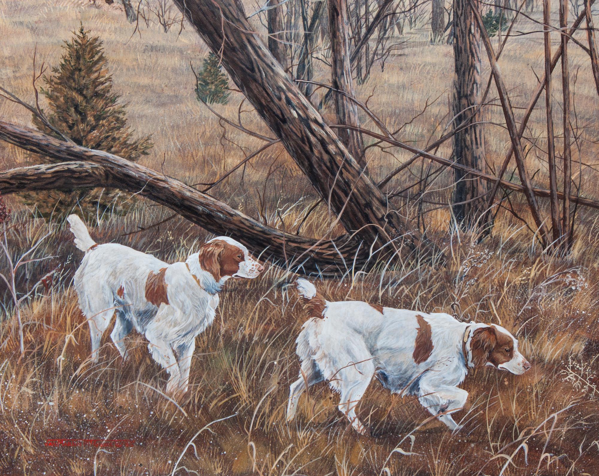 Jan McGuire, (American, b. 1955), Brittanies-a-Field, 1985