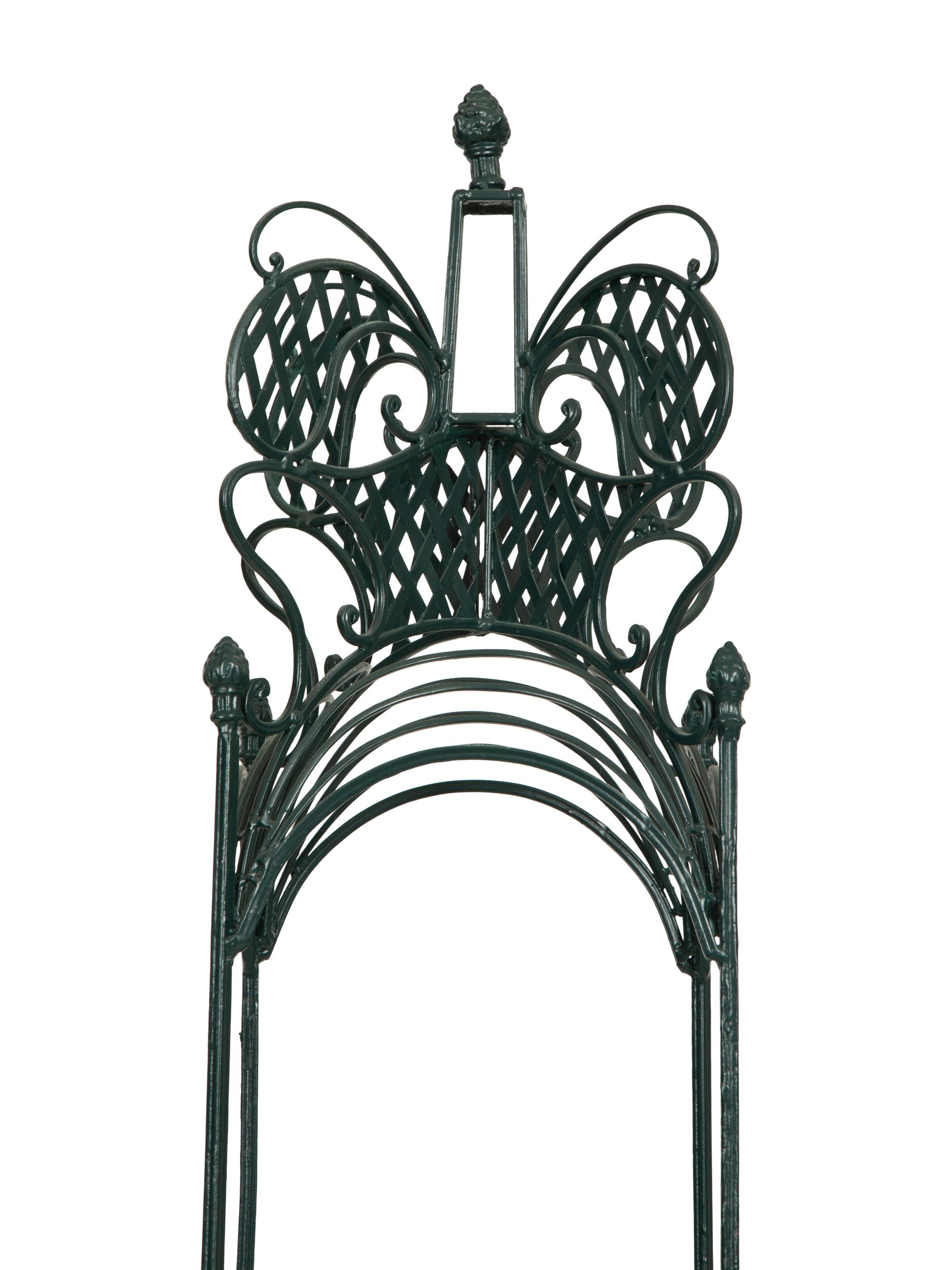 A Pair of Green Painted Iron Plant Stands