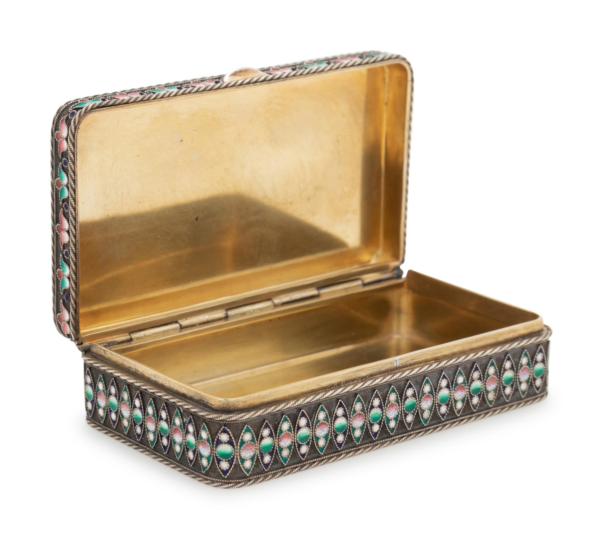 A Russian Silver and Enameled Snuff Box