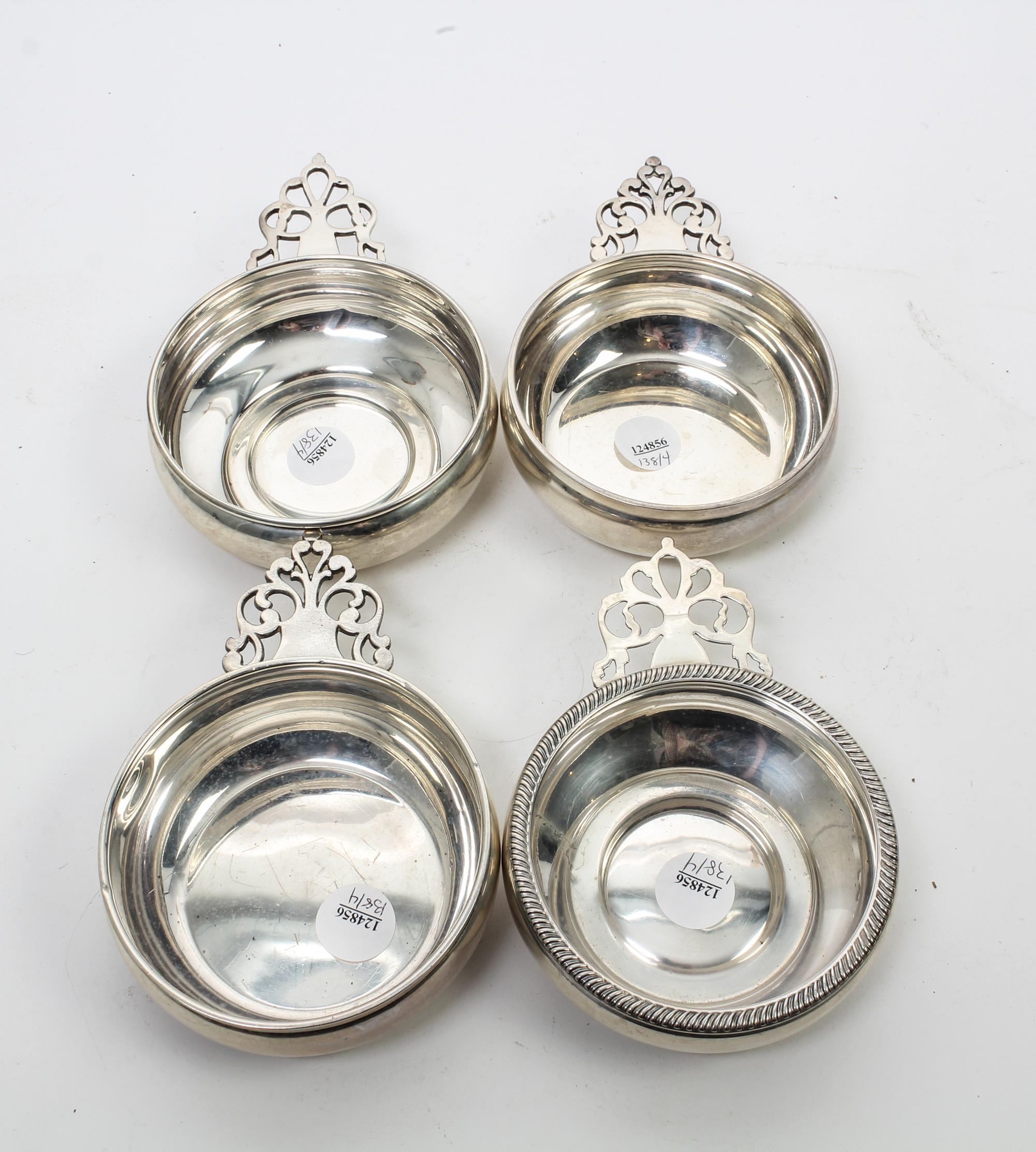 Four American Silver Porringers, Various Makers, including examples by Gorham and Wallace.