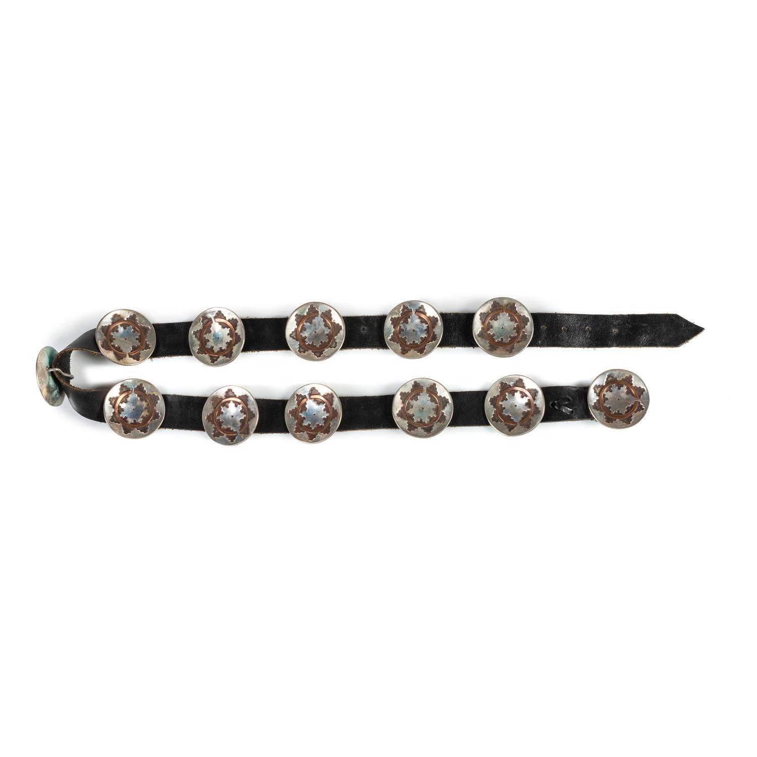 Navajo Silver and Copper Wedding Basket Concha Belt