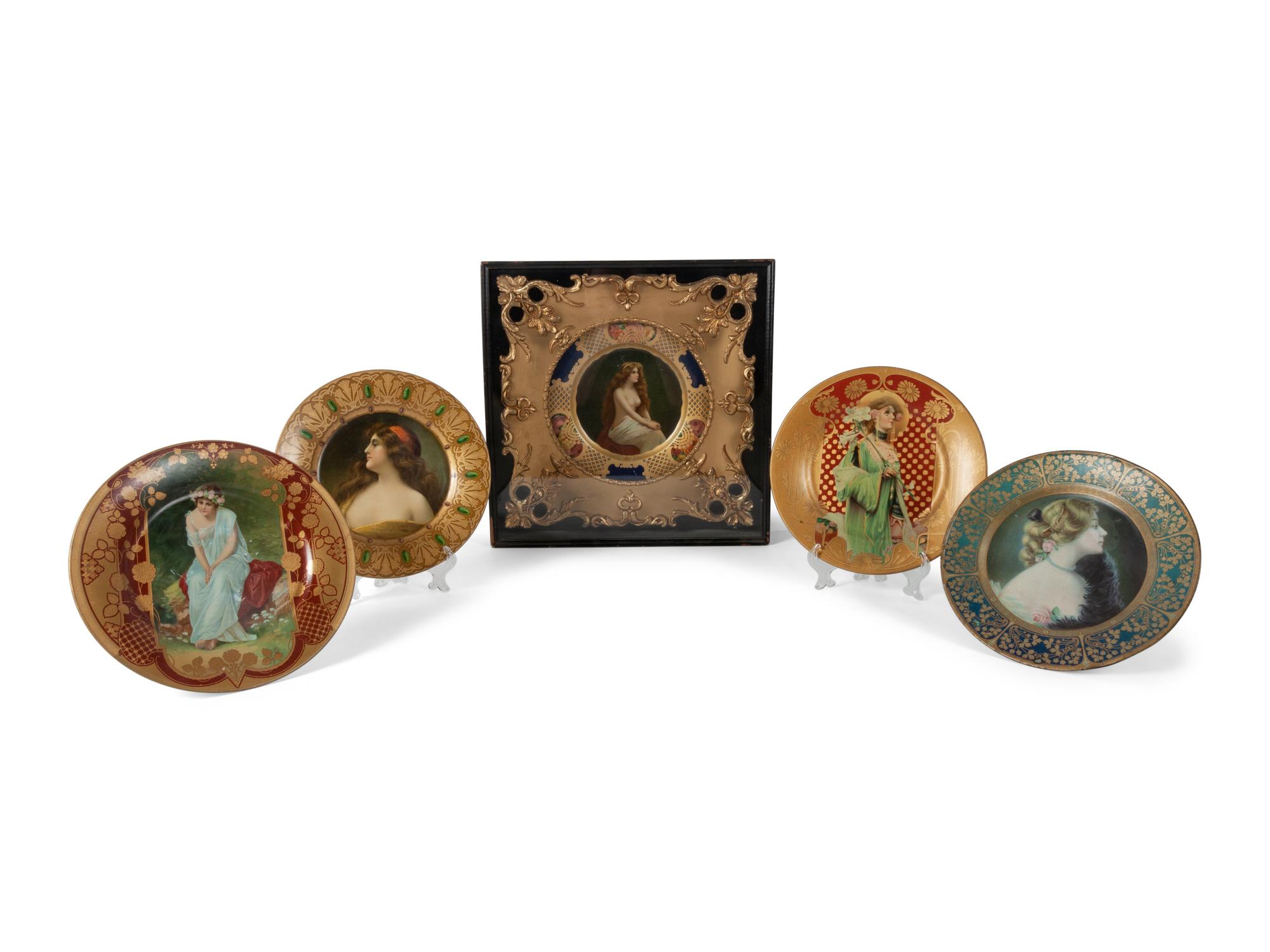 A Collection of Five Tin Lithographed Art Plates
