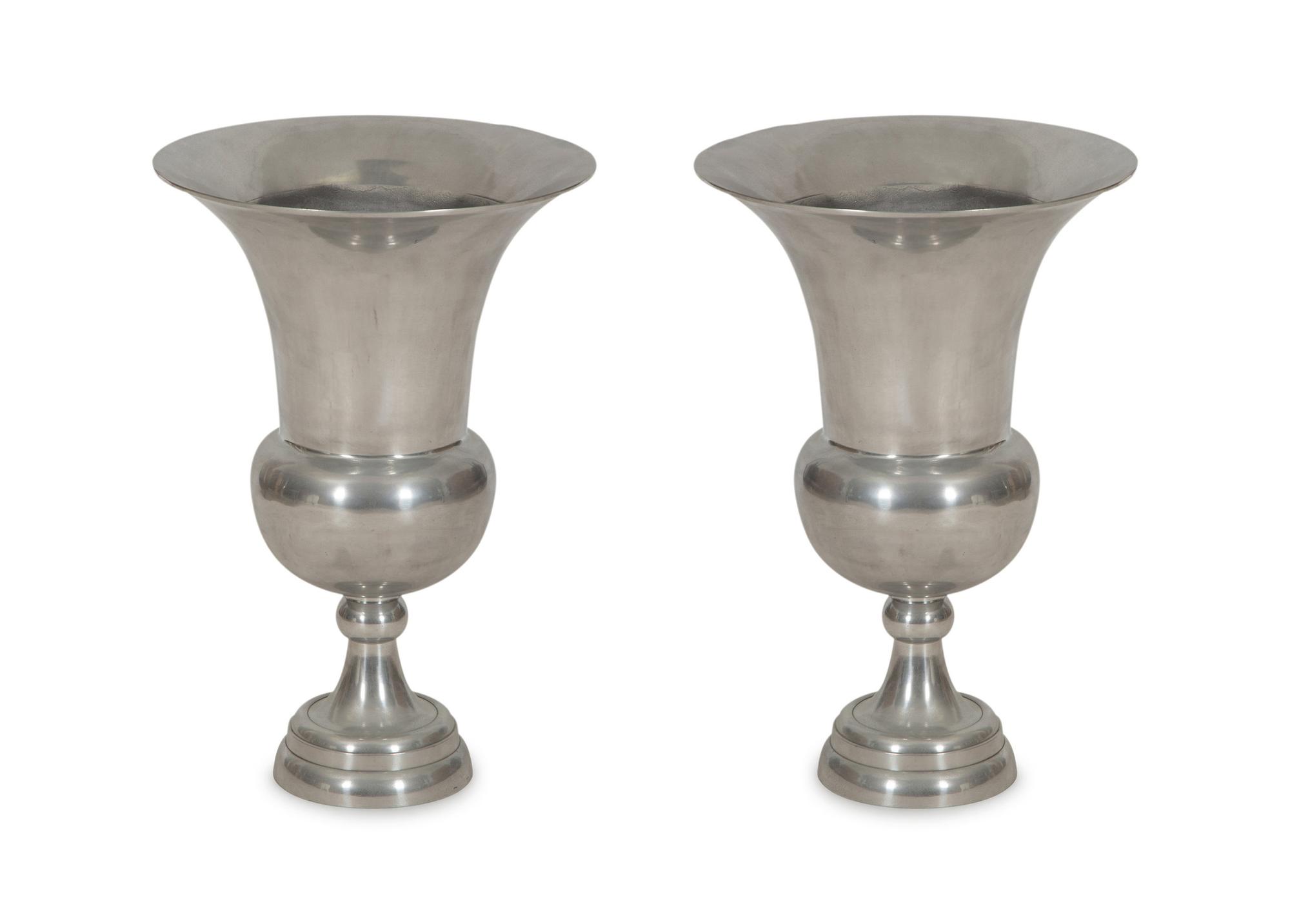 A Pair of Cast Aluminum Campagna-Form Urns
