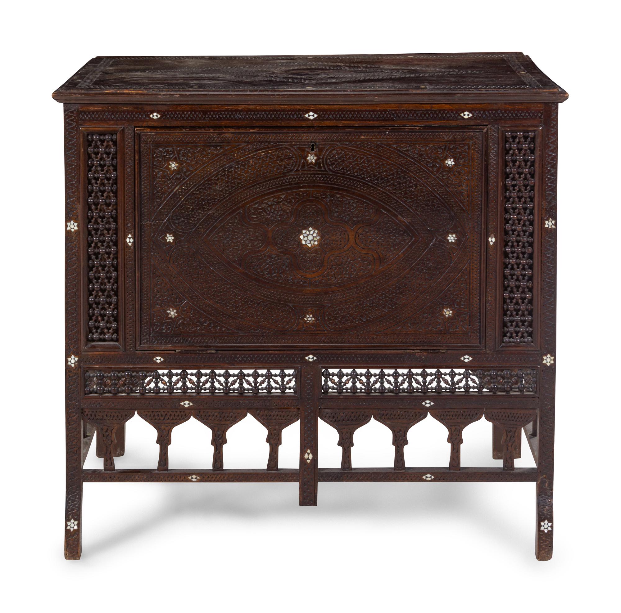 A Syrian or Egyptian Mother-of-Pearl Inlaid Cabinet