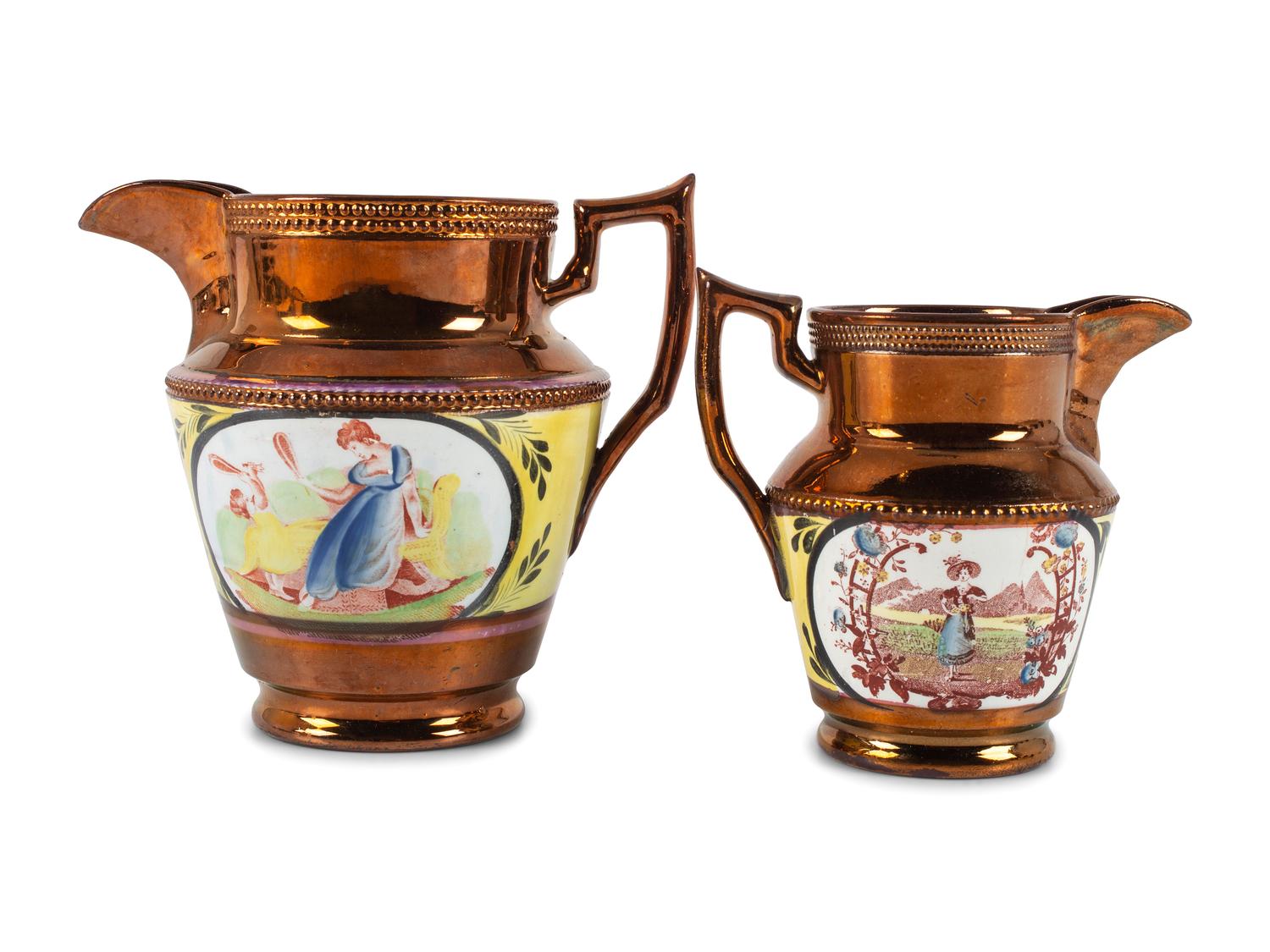 Two Copper Luster Jugs