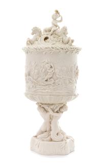 A Belleek Prince of Wales Ice Pail and Cover Height 19 1/4 inches. — SECOND BLACK MARK (1891-1926)