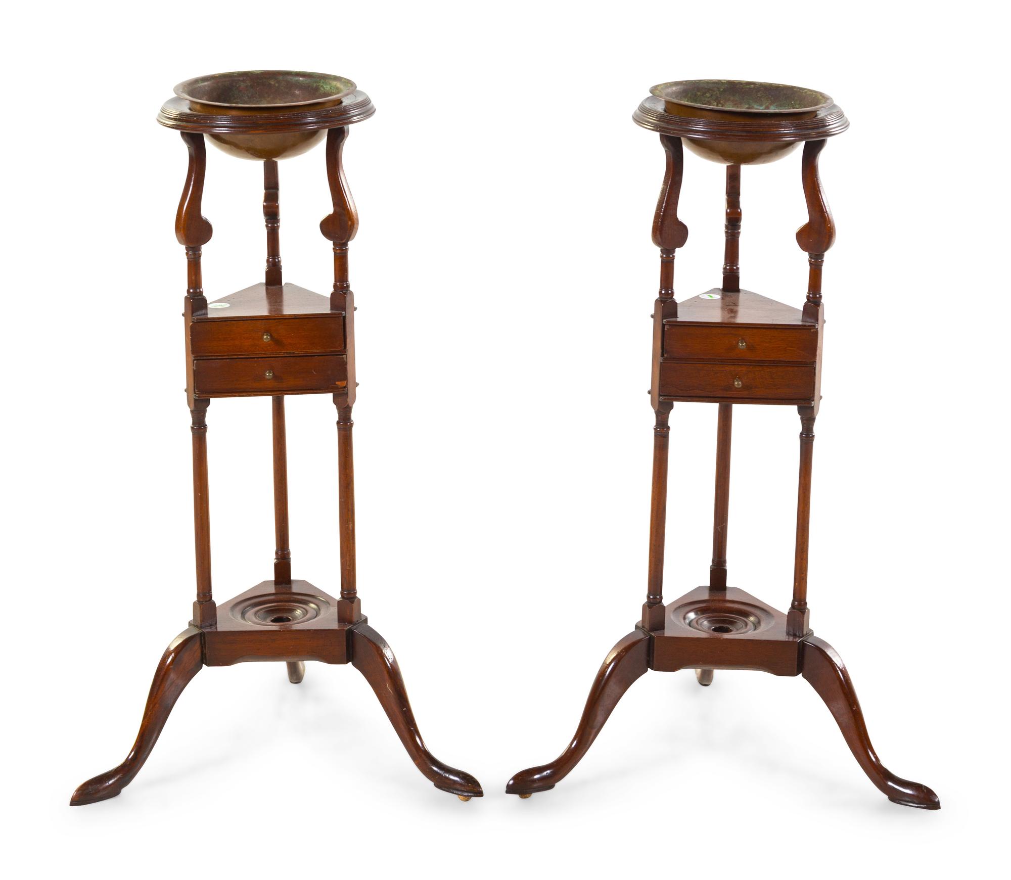 A Pair of George III Mahogany Wig Stands
