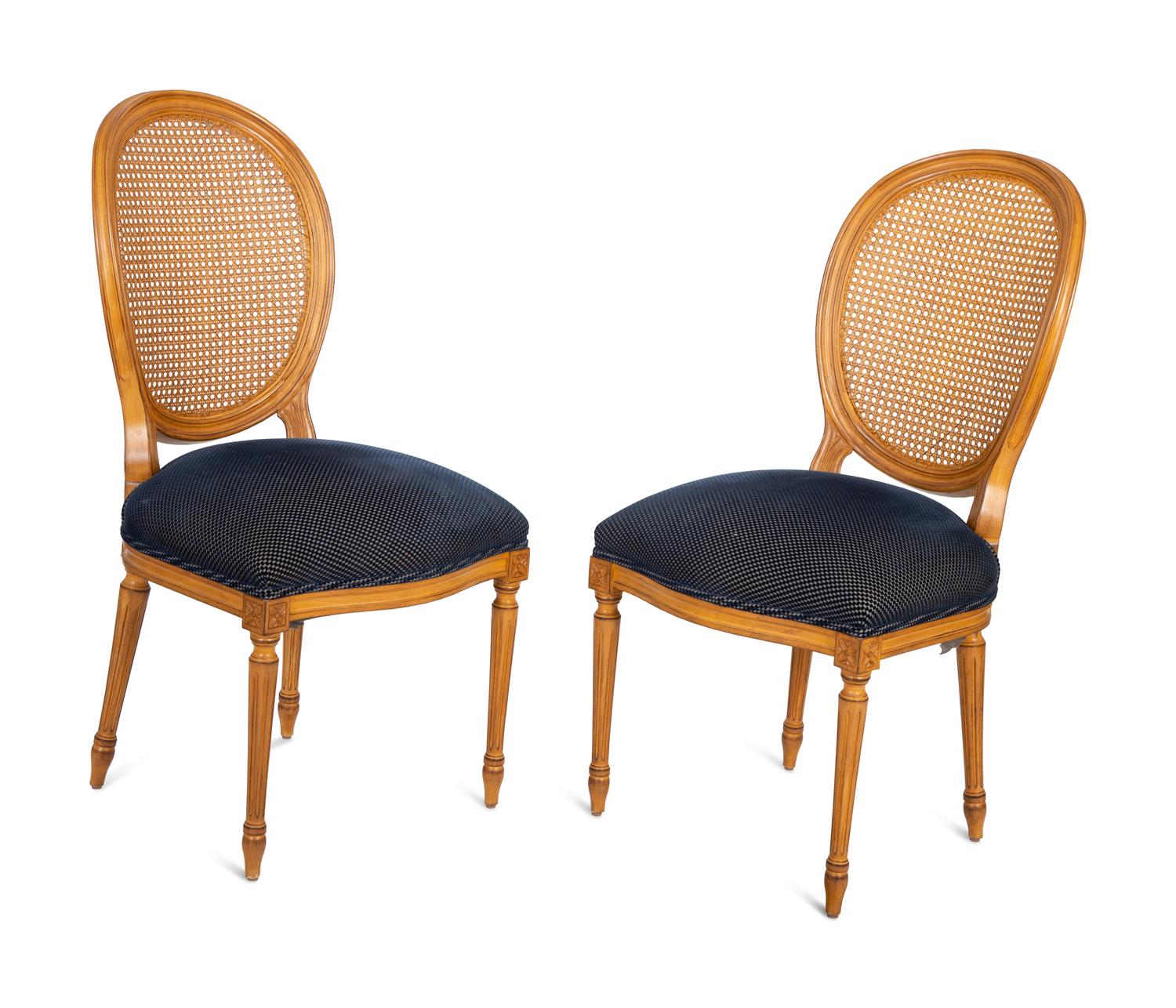 Six Louis XVI Style Fruitwood and Canework Dining Chairs — EARLY 20TH CENTURY