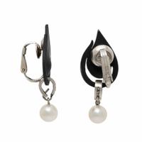 Marsh & Co., Blackened Steel, Cultured Pearl, and Diamond Earrings