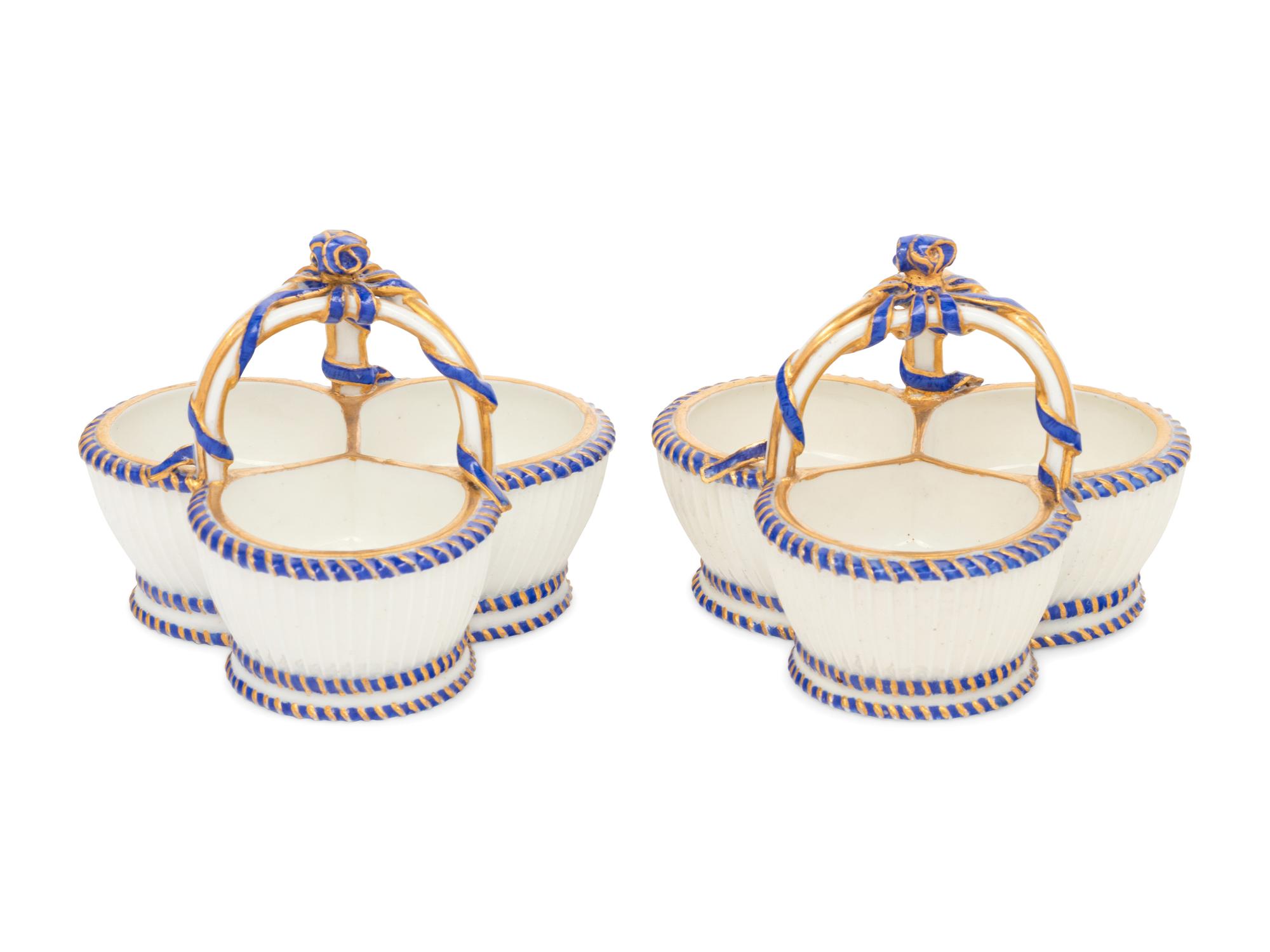 A Pair of Sèvres Porcelain Triple Salts ( Salière 'à Trois Compartiments' )