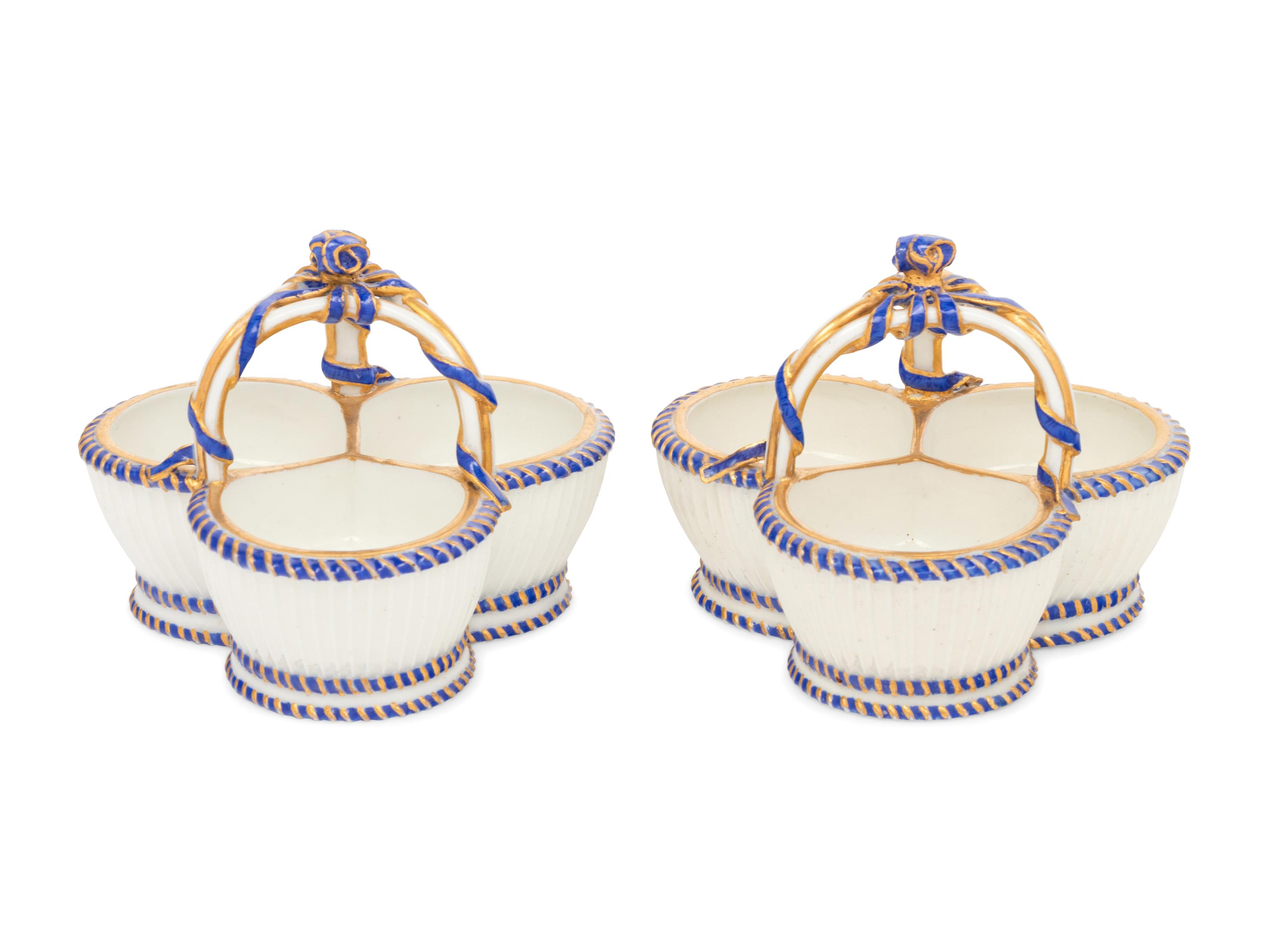 A Pair of Sèvres Porcelain Triple Salts ( Salière 'à Trois Compartiments' )