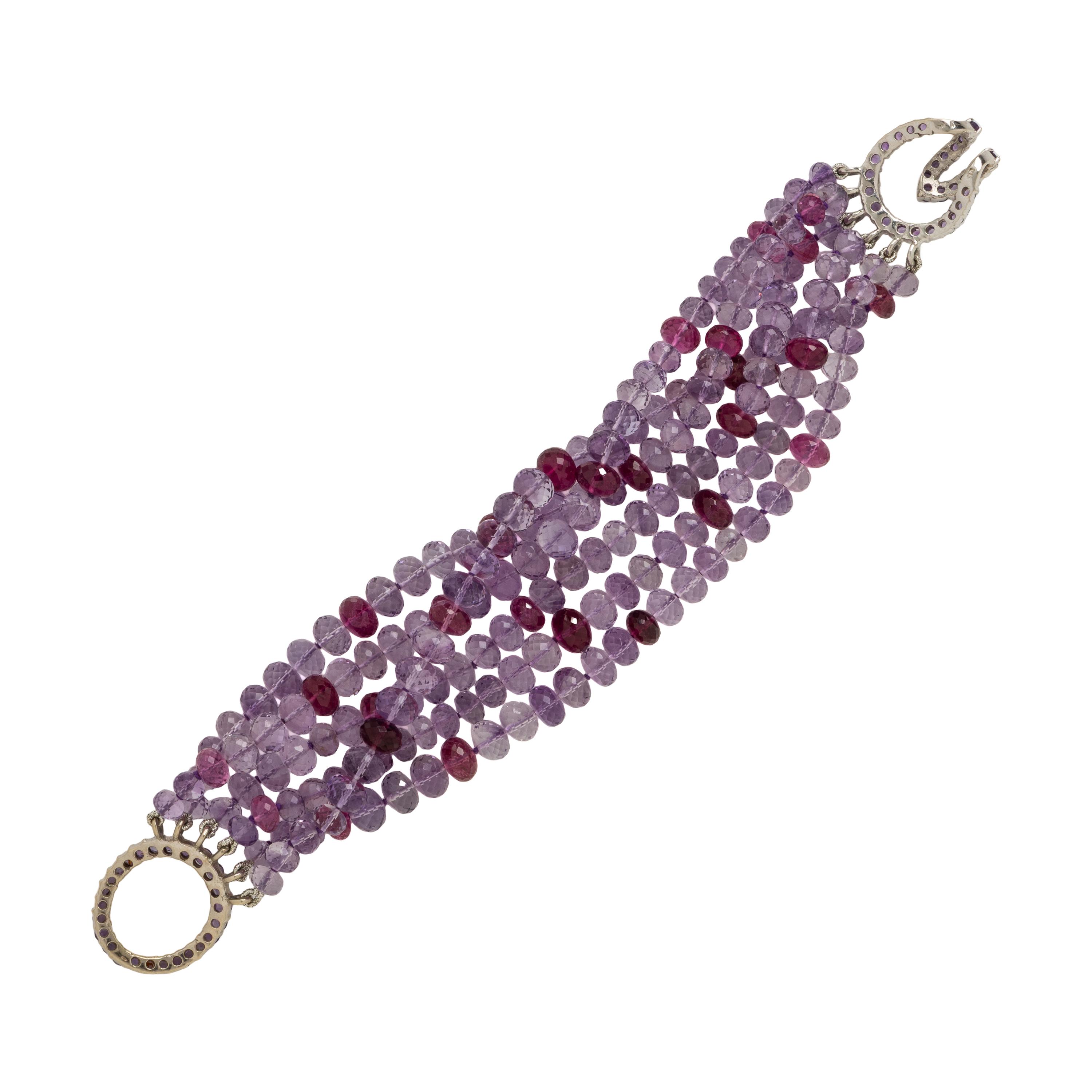Mish, Amethyst and Pink Tourmaline Torsade Bracelet