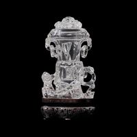 A Chinese Rock Crystal Vase and Cover, 20th Century 近代 靈芝螭龍紋水晶賞瓶