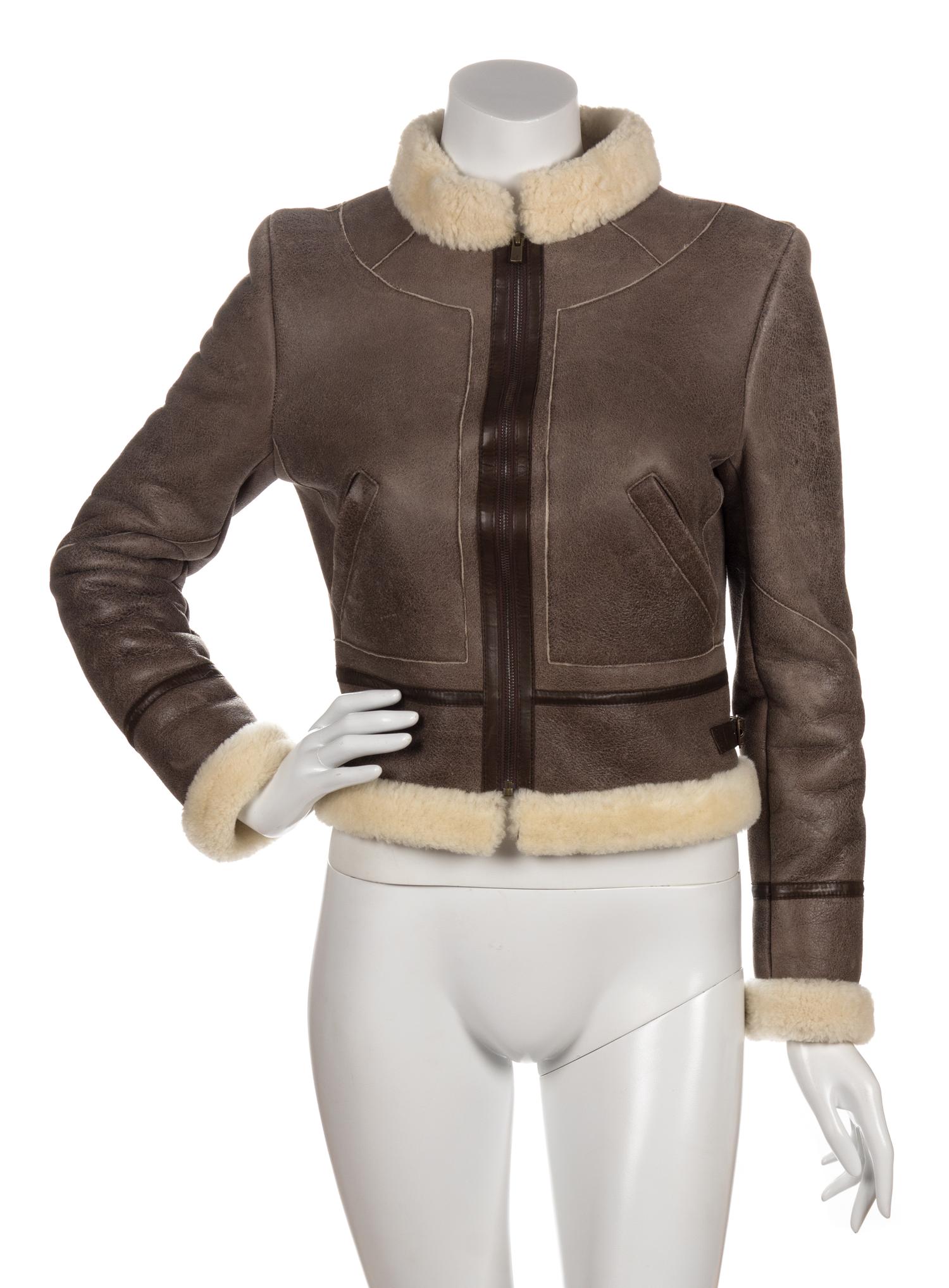 A Chloe Brown Sheep Skin Jacket, Size 34.