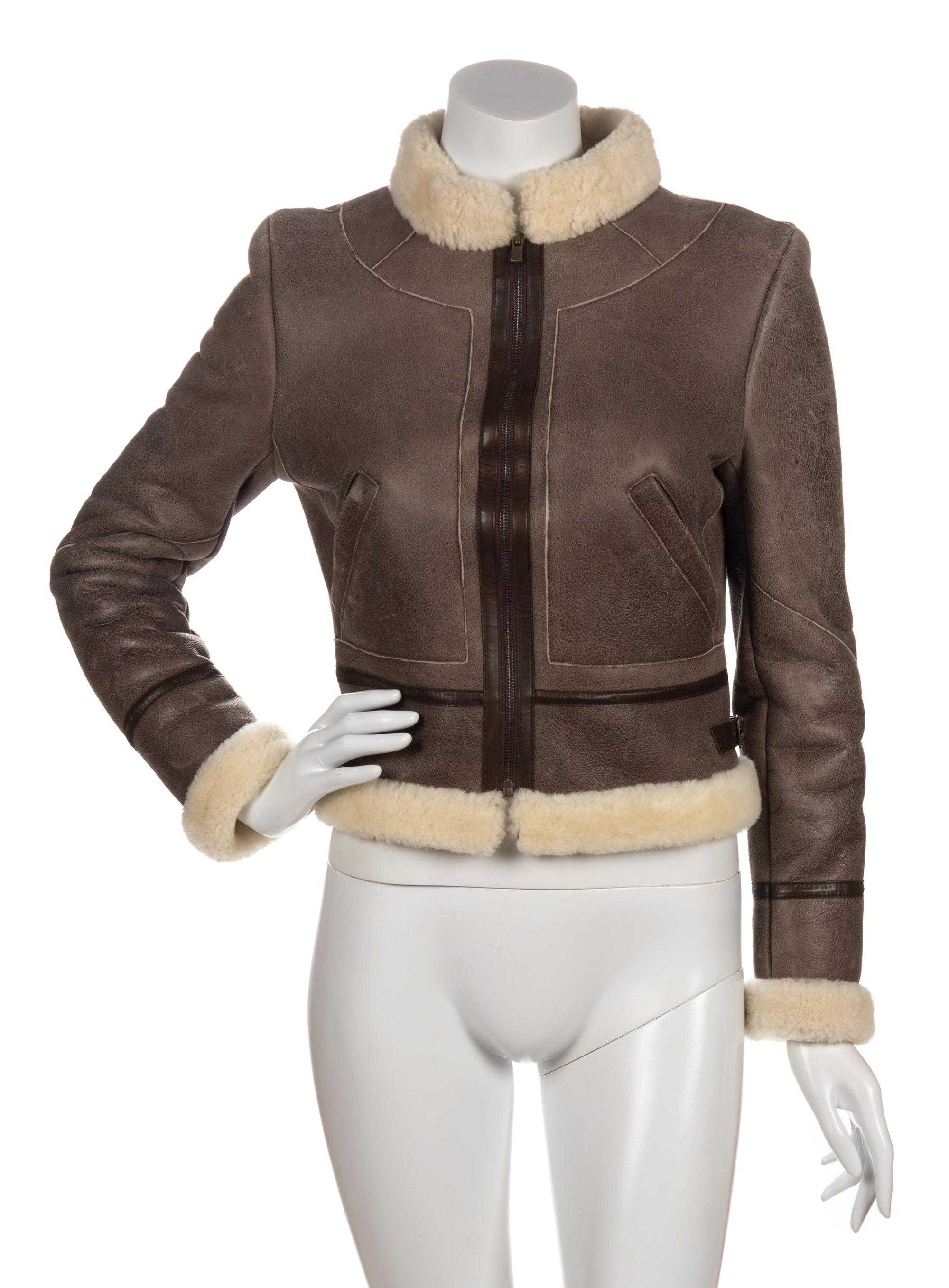 A Chloe Brown Sheep Skin Jacket, Size 34.