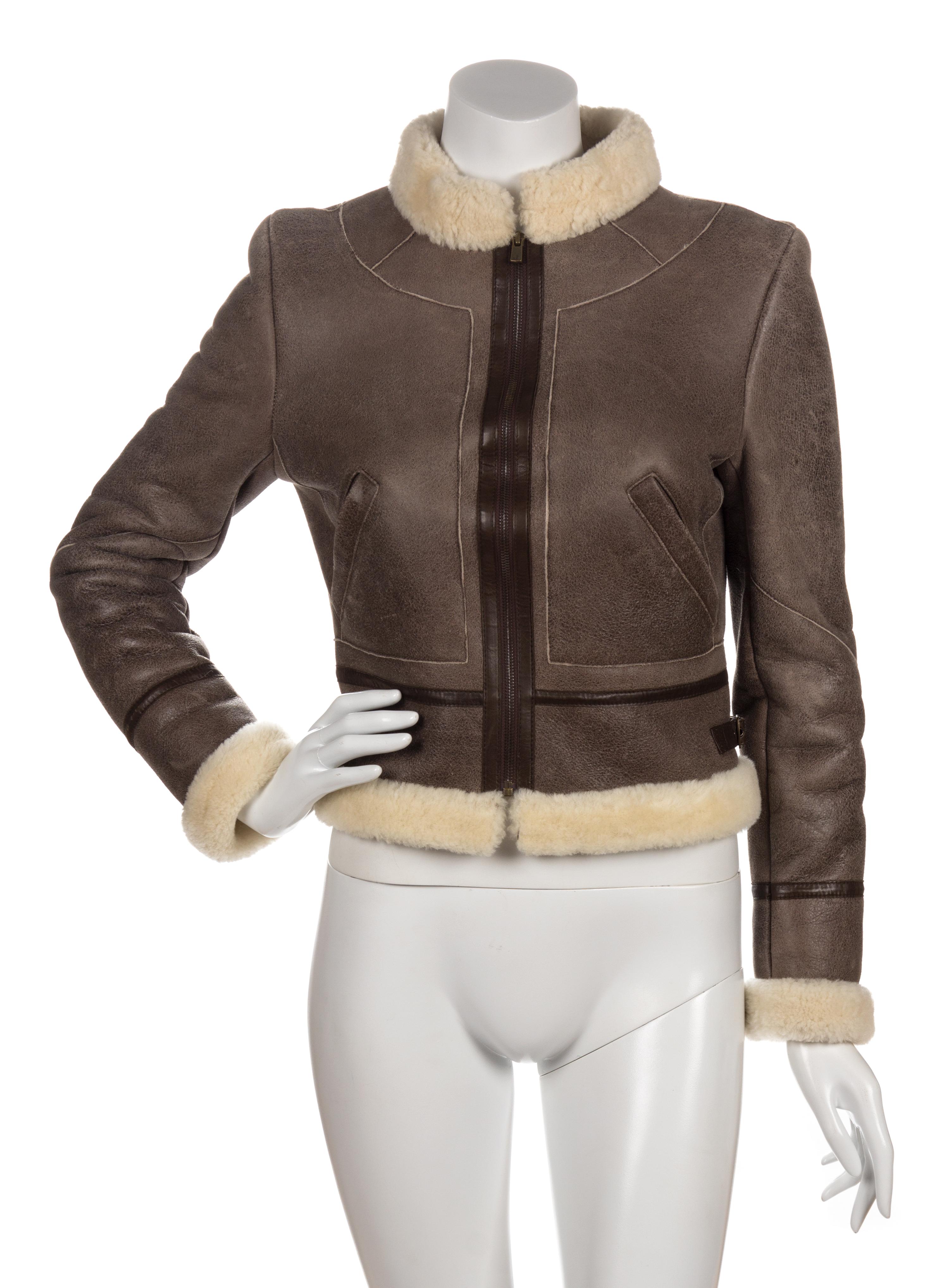 A Chloe Brown Sheep Skin Jacket, Size 34.