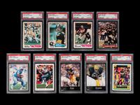 A Group of Nine 1980s-2000s Hall of Fame Graded Football Cards,
