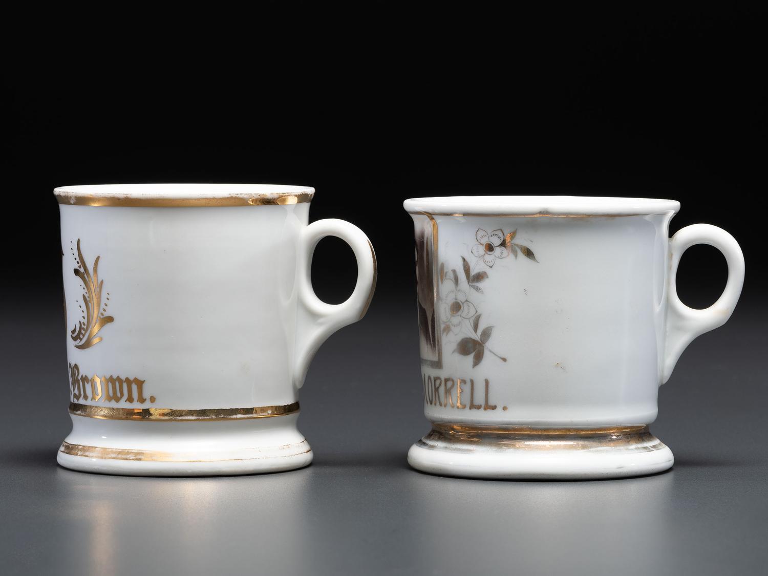 Two Porcelain Occupational Shaving Mugs