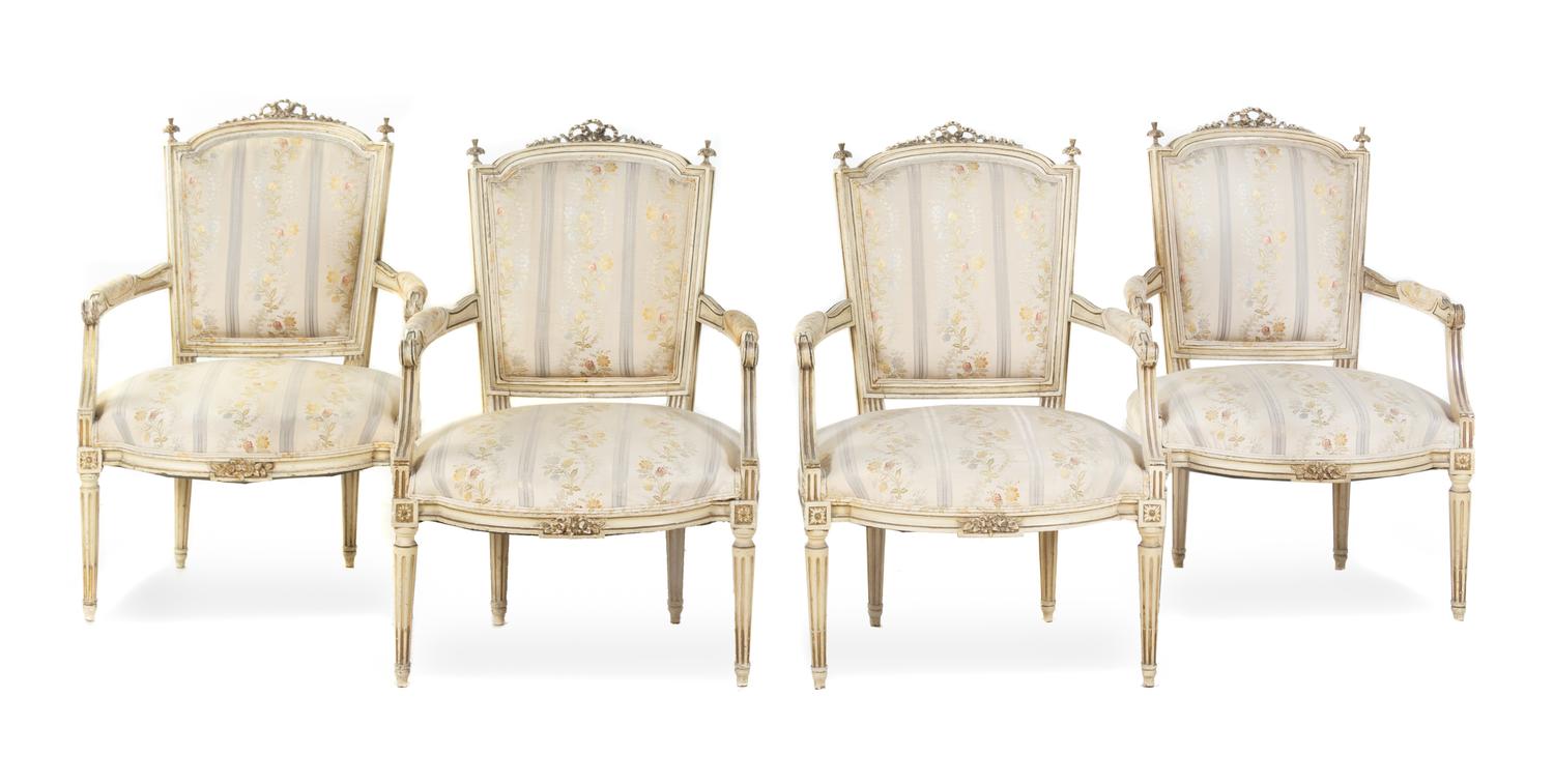 A Louis XVI Style White-Painted Salon Suite