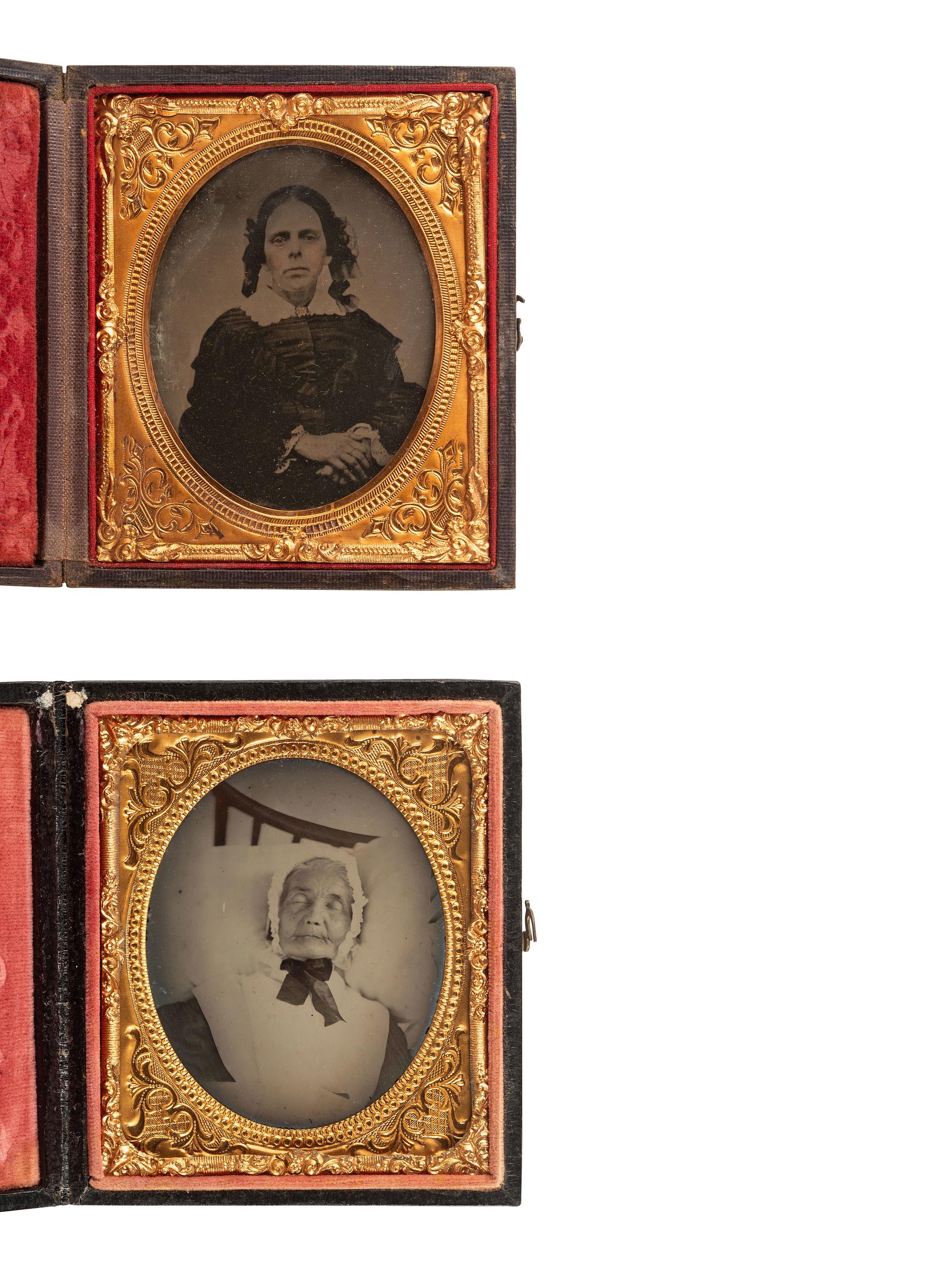[EARLY PHOTOGRAPHY]. 5 cased images of older women, including a postmortem portrait.