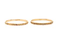PAIR OF YELLOW GOLD AND DIAMOND BANGLE BRACELETS