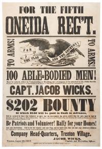 [CIVIL WAR]. For the Fifth Oneida Reg't. Utica, NY: Roberts, Book and Job Printer, 1862.