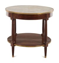 A Louis XVI Mahogany Two-Tier Marble-Top Bouillotte Table