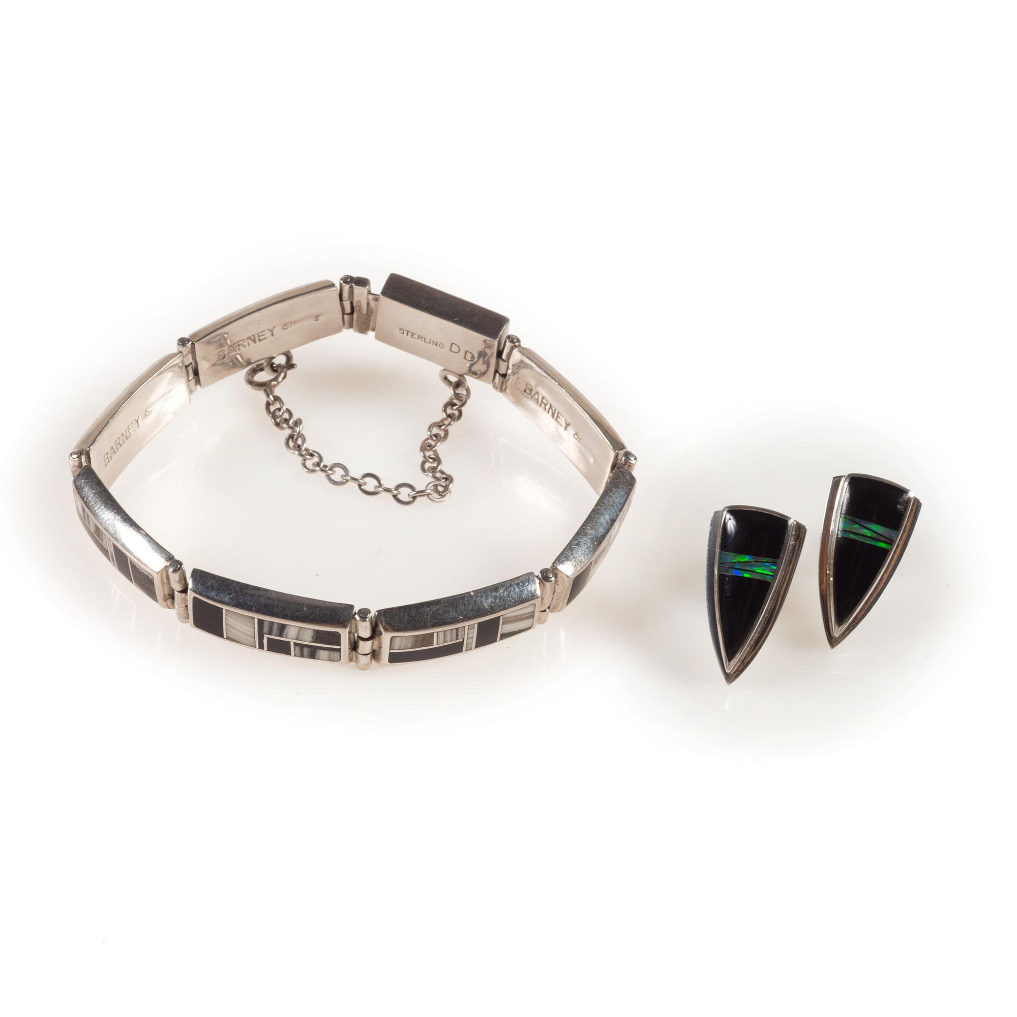 Sterling Silver and Mosaic Inlay Post Earrings, PLUS