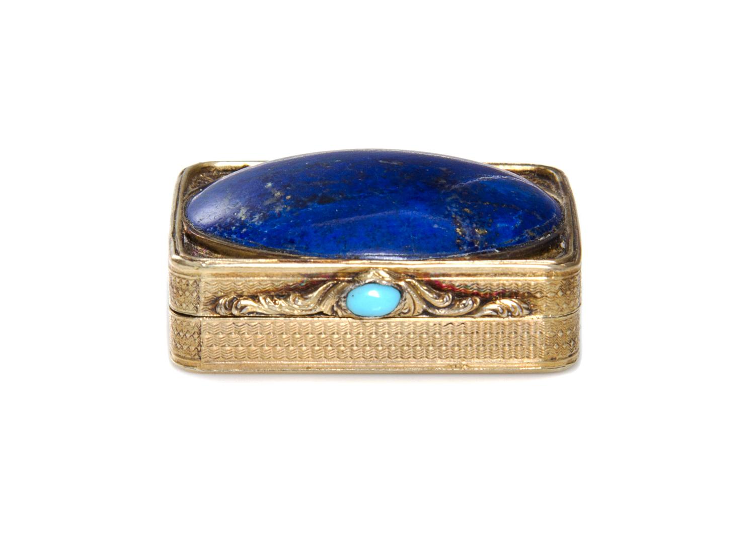 A William IV Silver-Gilt and Stone Inset Vinaigrette, Charles Reily & George Storer, London, 1832, of rectangular hnged form inset with
