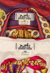 Two Hermes Shirts, One with Self-Fabric Tie, 1980-90s