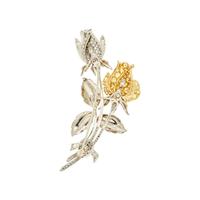 OSCAR HEYMAN, YELLOW DIAMOND, DIAMOND AND ENAMEL ROSE BROOCH