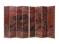 A Pochychrome Lacquered Eight-Paneled Folding Screen