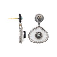 EMERALD, DIAMOND, ROCK CRYSTAL, AND BLACK ONYX EARRINGS