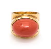 An 18 Karat Yellow Gold and Coral Ring, Boris LeBeau,
