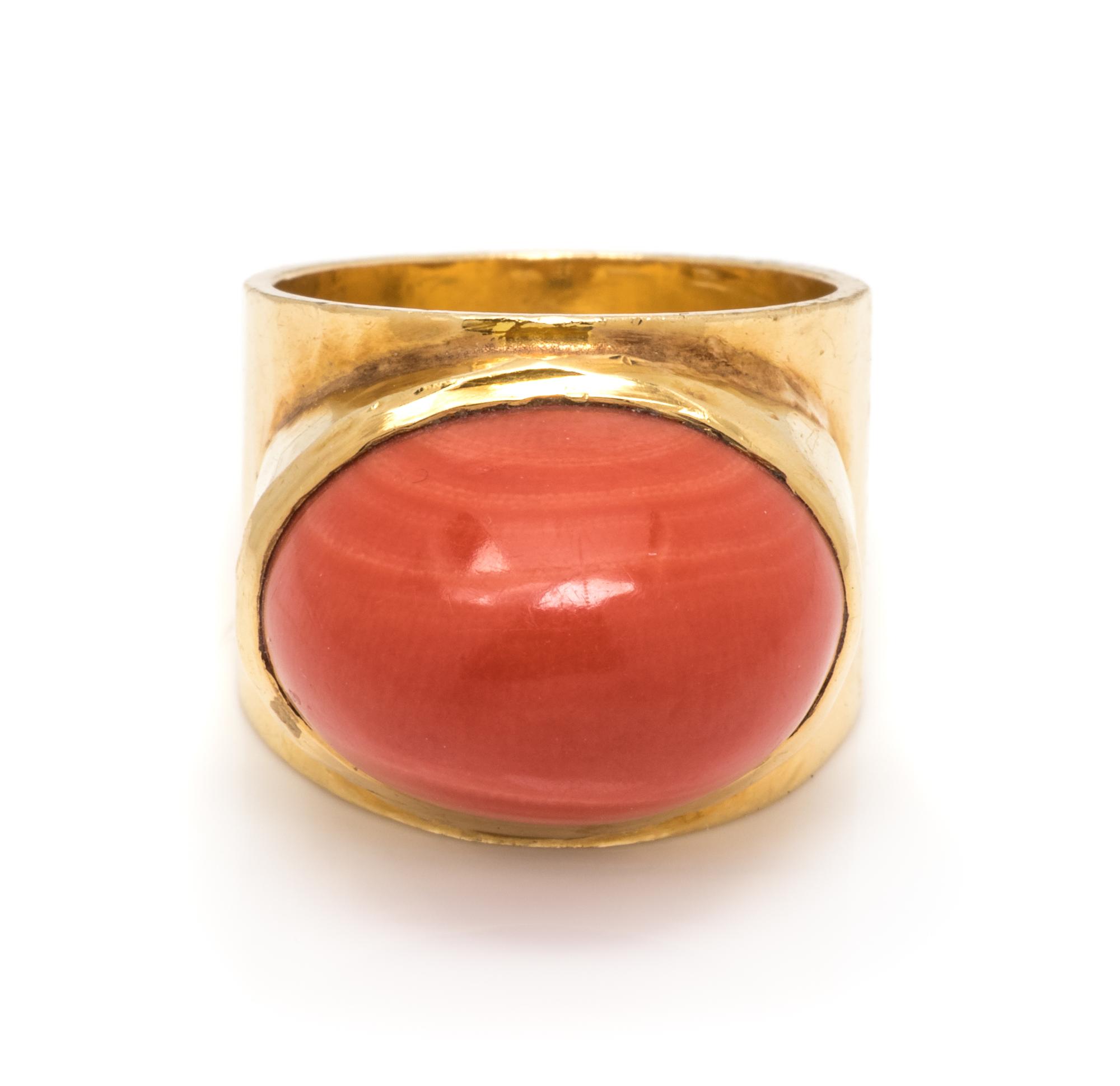 An 18 Karat Yellow Gold and Coral Ring, Boris LeBeau,