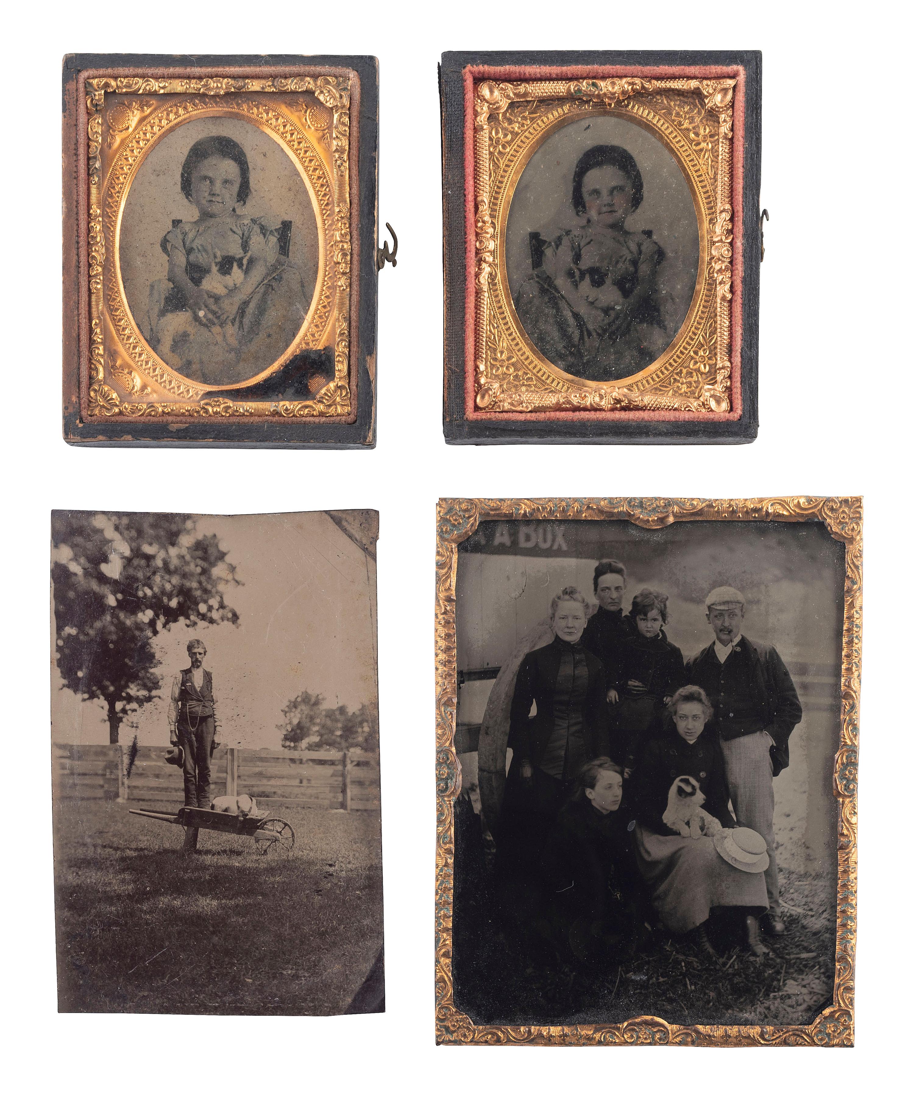 [EARLY PHOTOGRAPHY]. A group of 4 portraits of subjects with animals, including: