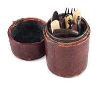 Civil War-period officer's traveling eating utensils kit.