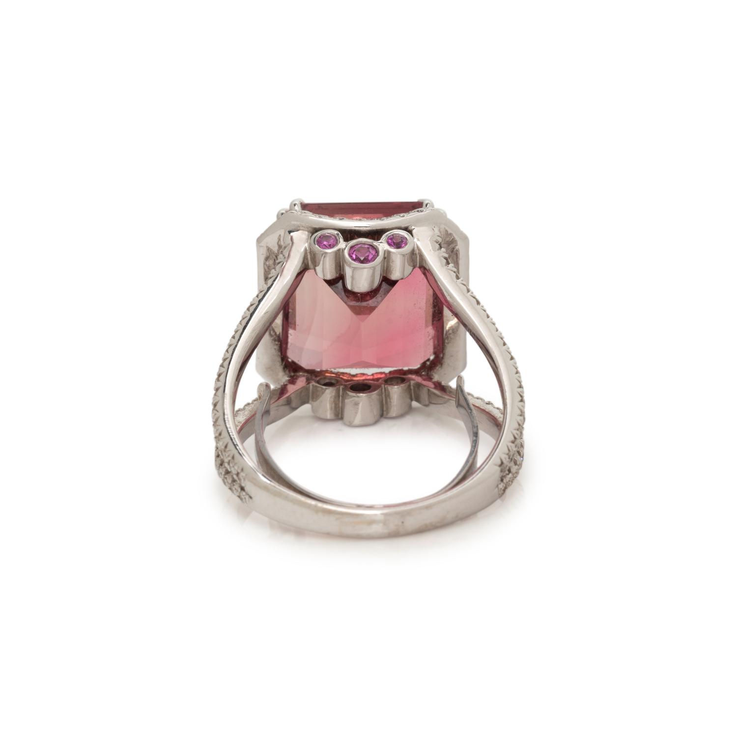 PINK TOURMALINE, PINK SAPPHIRE AND DIAMOND RING