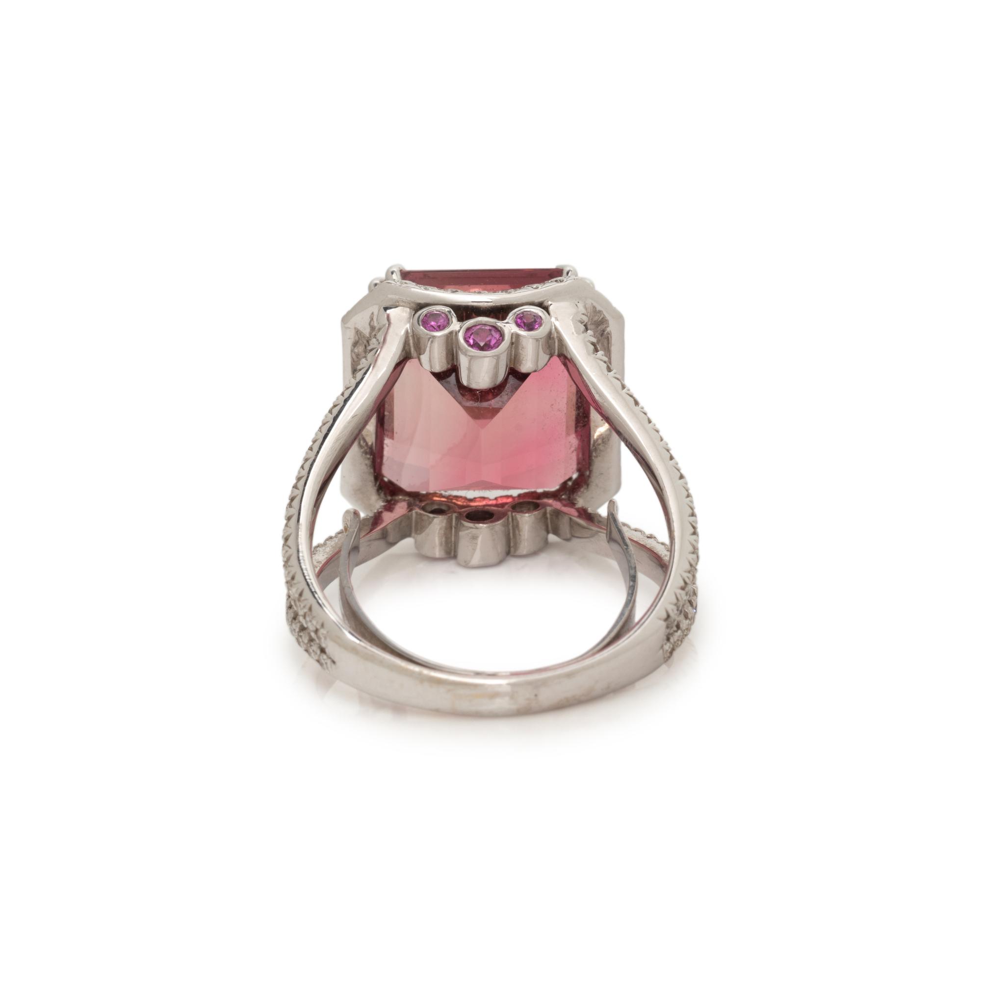 PINK TOURMALINE, PINK SAPPHIRE AND DIAMOND RING