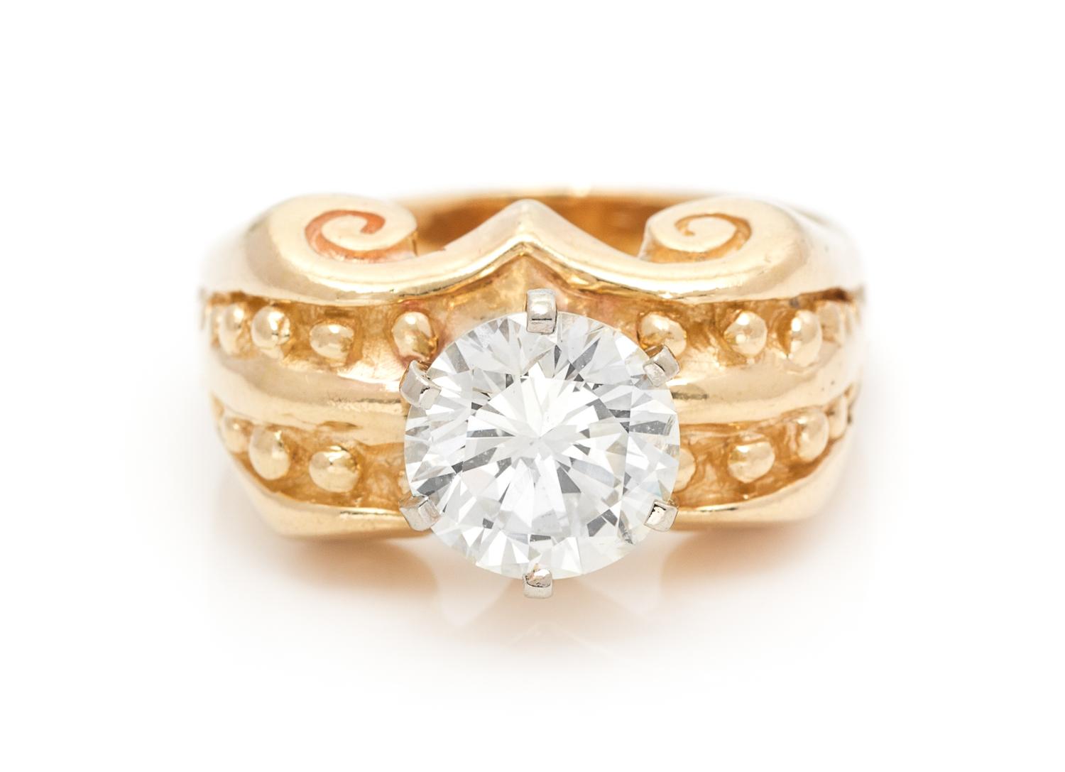 A Yellow Gold and Diamond Ring, 8.10 dwts.