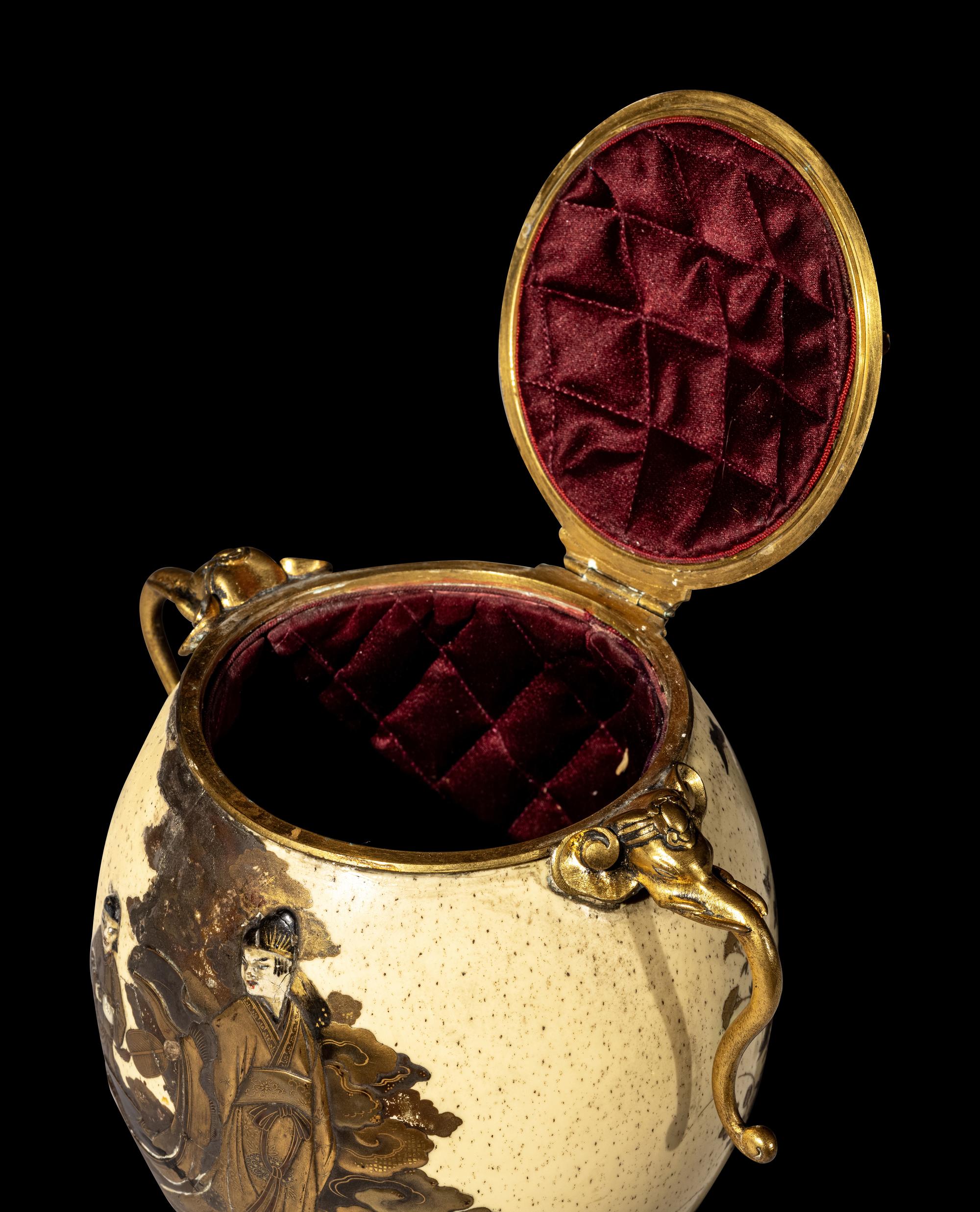 A Japanese Gilt Bronze Mounted Egg Covered Vase