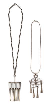 A Collection of Modernist Sterling Silver Kinetic Pendants/Necklaces, 39.20 dwts.